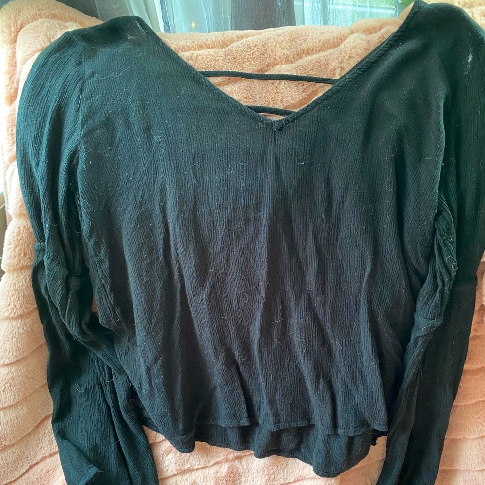 Hollister black bell sleeve top